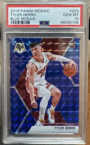2019 Panini Mosaic Tyler Herro Blue Mosaic /99 front